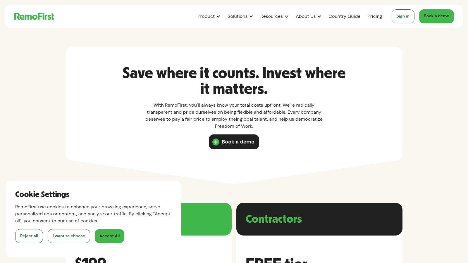 Deel alternatives website from Remofirst showing their EOR services and global reach