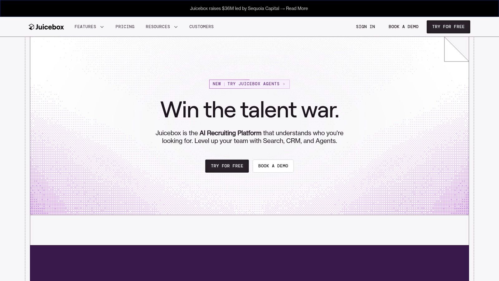 sources for recruitment showing the Juicebox platform interface and search results