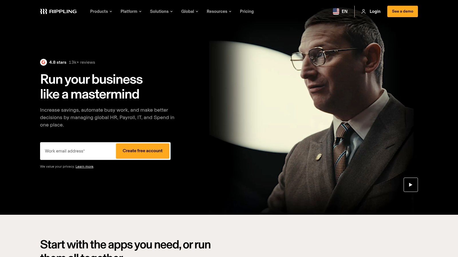 Rippling HR platform showing employee management features