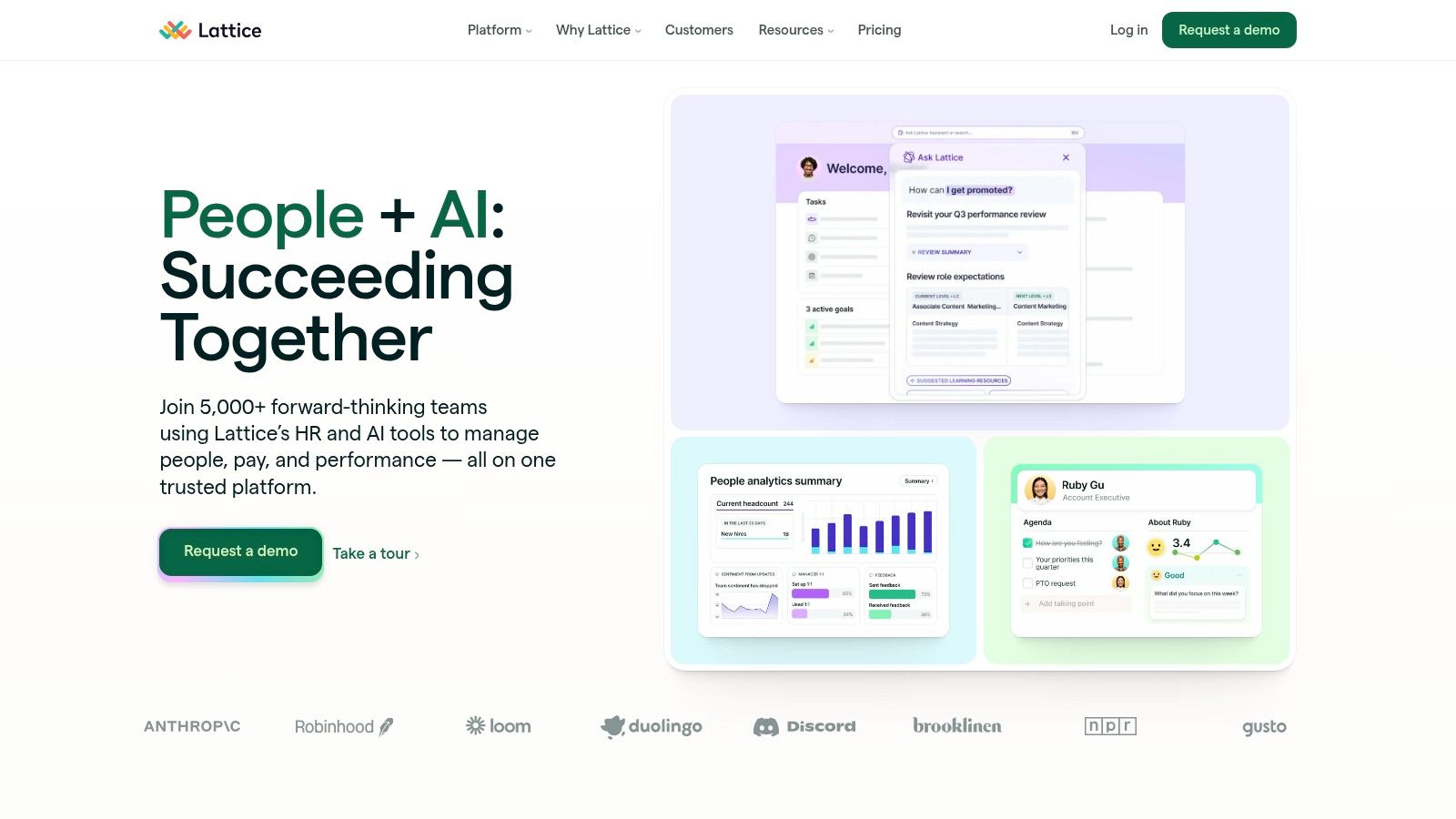 Lattice employee performance and goal management dashboard