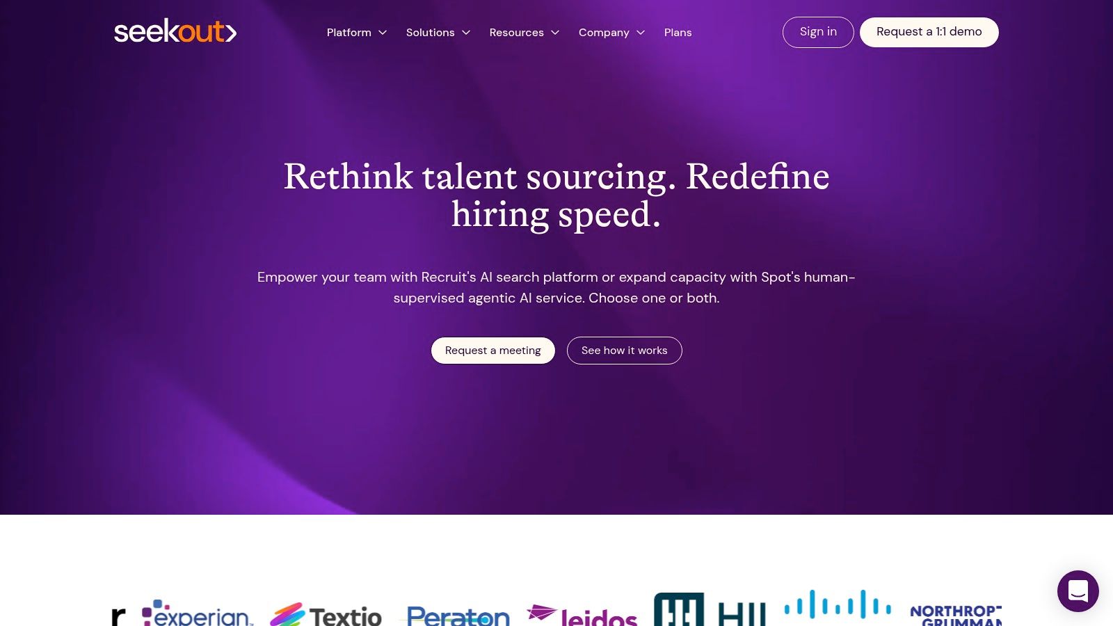best ai recruiting tools: SeekOut's AI-powered talent search interface
