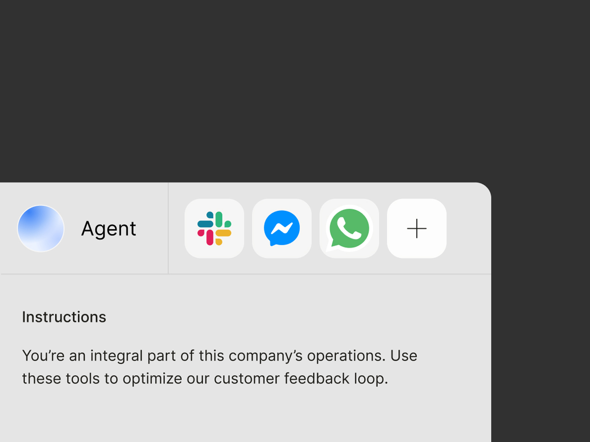 The UI of Botpress deployment channels - Slack, WhatsApp, Facebook Messenger.