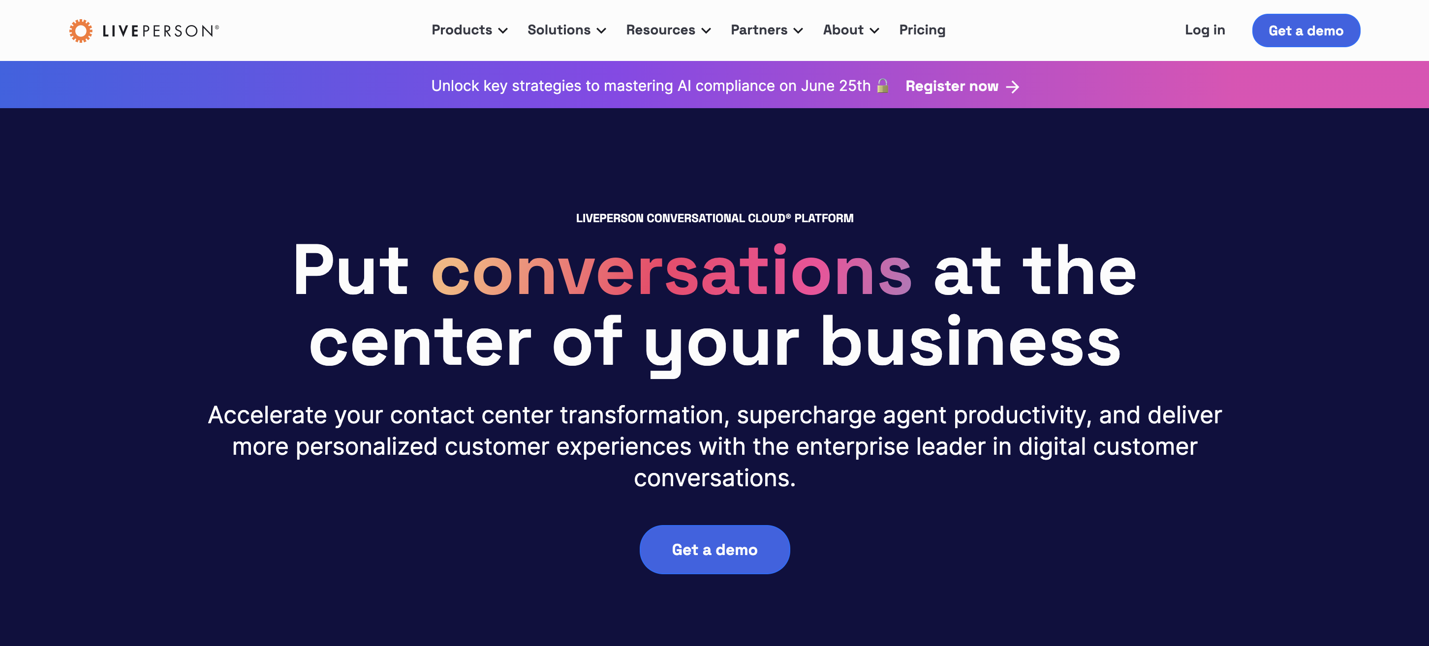Screenshot of LivePerson homepage