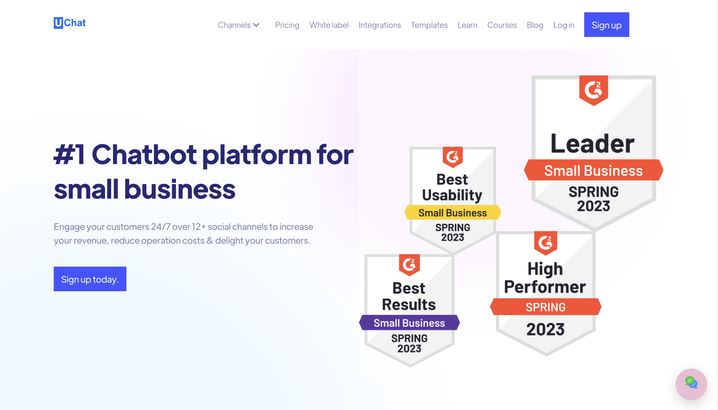 Screenshot of UChat homepage