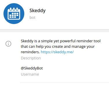 Skeddy profile with simple description.