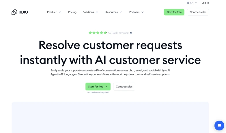 Tidio home page