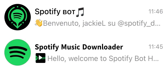 Screenshot of how Spotify Bot appears in messaging.