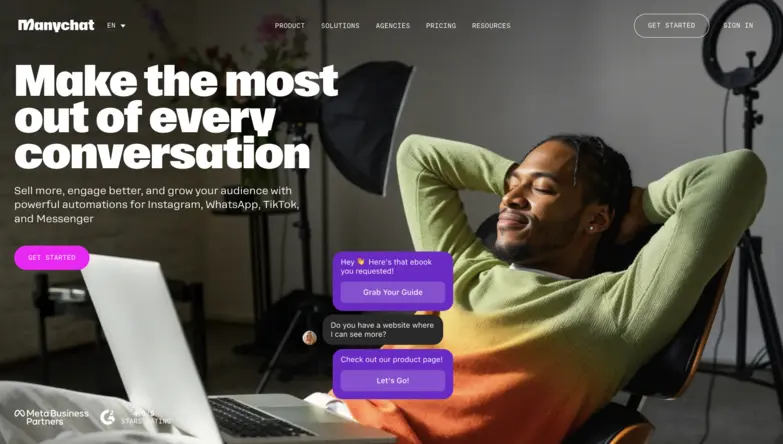 Manychat landing page