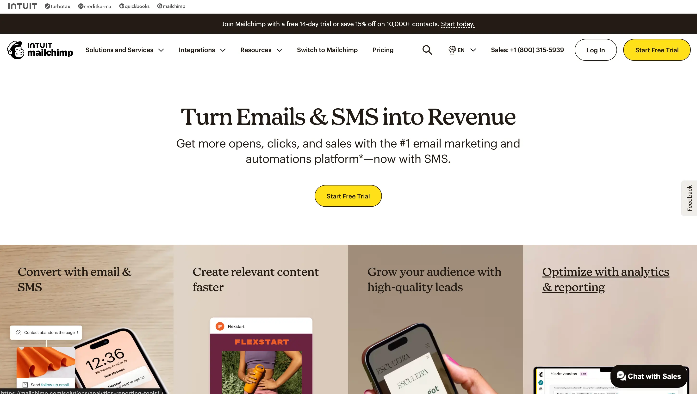 Screenshot of Mailchimp homepage.