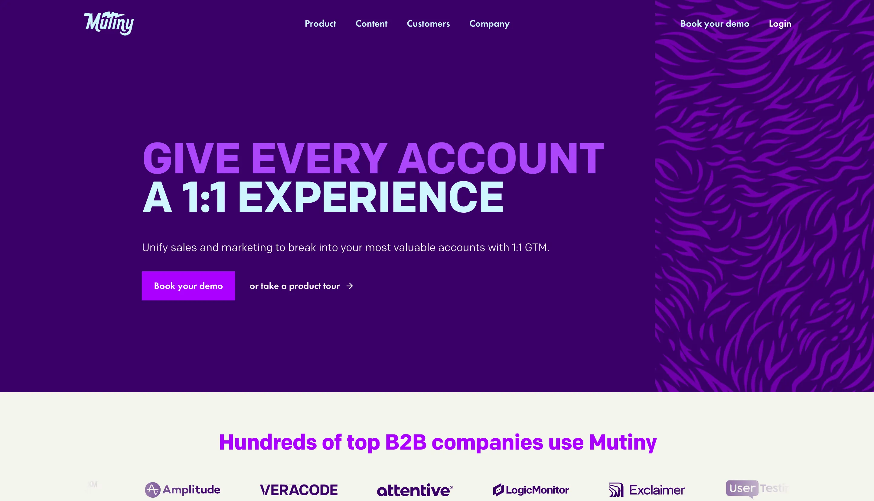 Screenshot of Mutiny homepage.