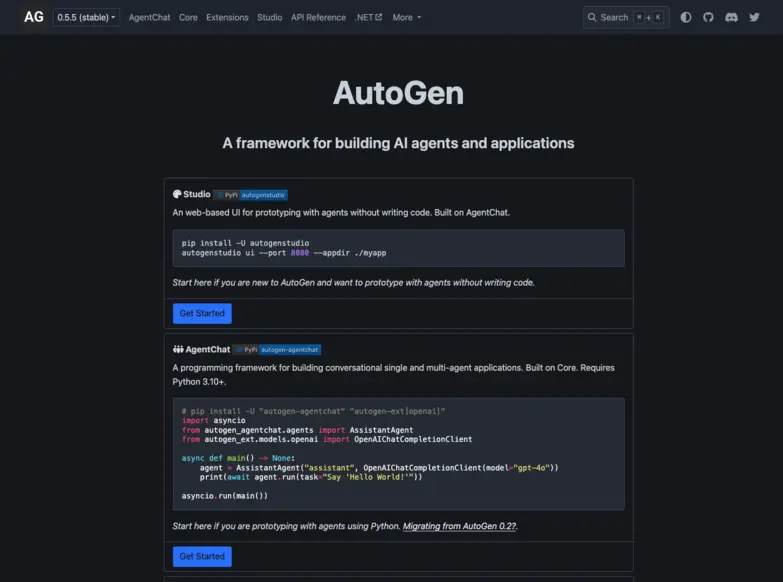 Autogen landing page