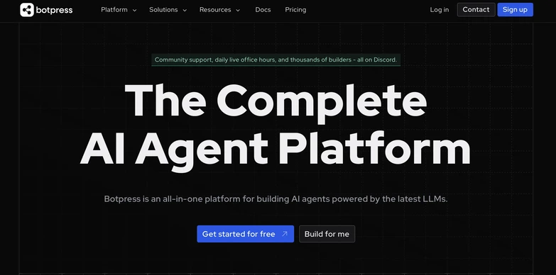 Botpress landing page