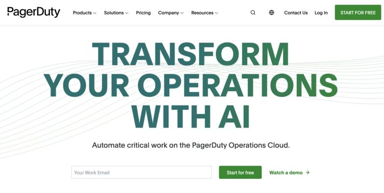 PagerDuty landing page