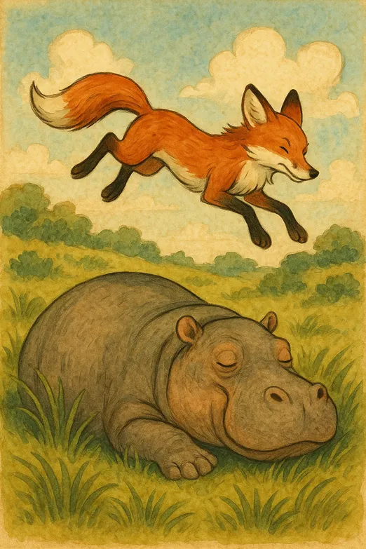 Quick brown fox jumping over a lazy hippo