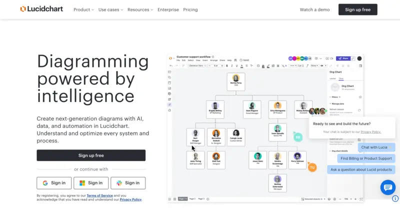 screenshot of Lucidchart website