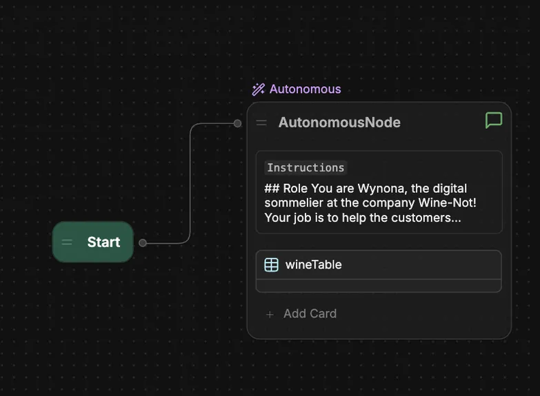 Botpress workflow with a single autonomous node
