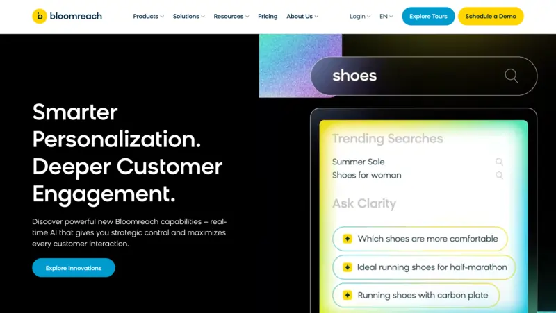 screenshot of Bloomreach website