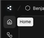 Close-up on the home button in the sidebar of the Botpress studio