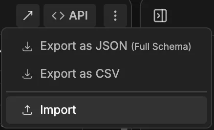 Import table drop-down