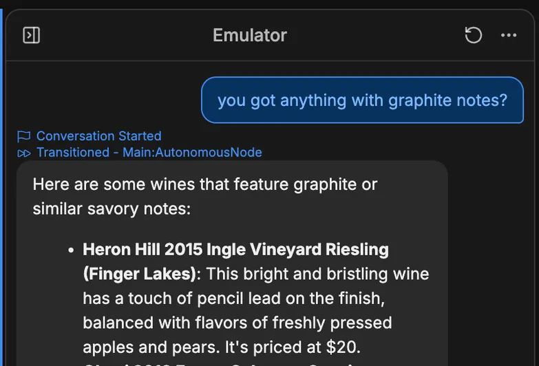 Example chat in the Botpress chat emulator