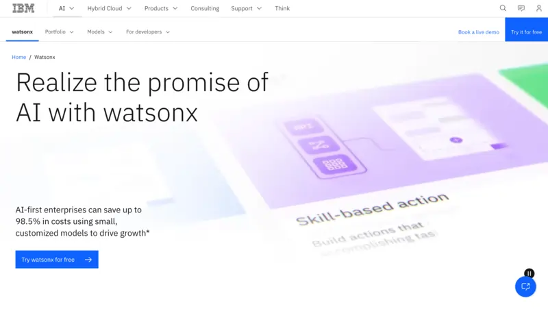 Screenshot of IBM watsonx home page