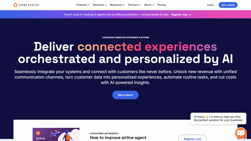 screenshot of LivePerson home page