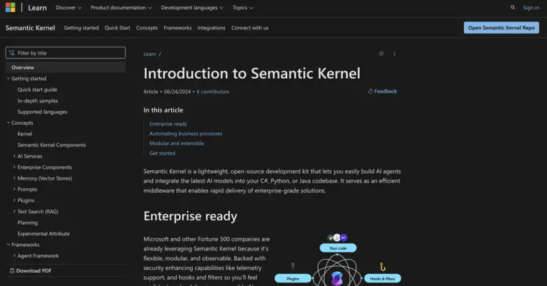 Microsoft Semantic Kernel homepage