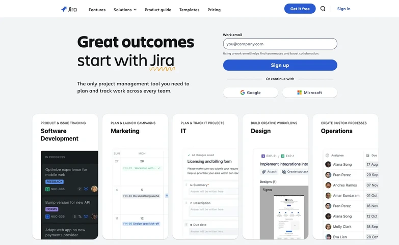 Jira landing page