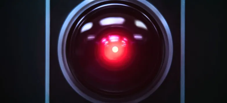 close up of HAL-9000 in 2001