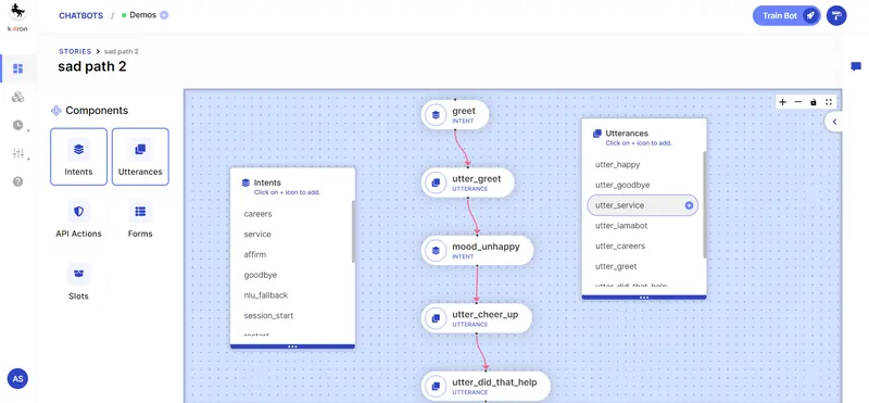 Rasas bot building interface