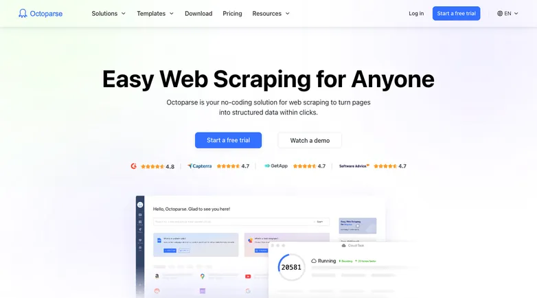 Octoparse homepage