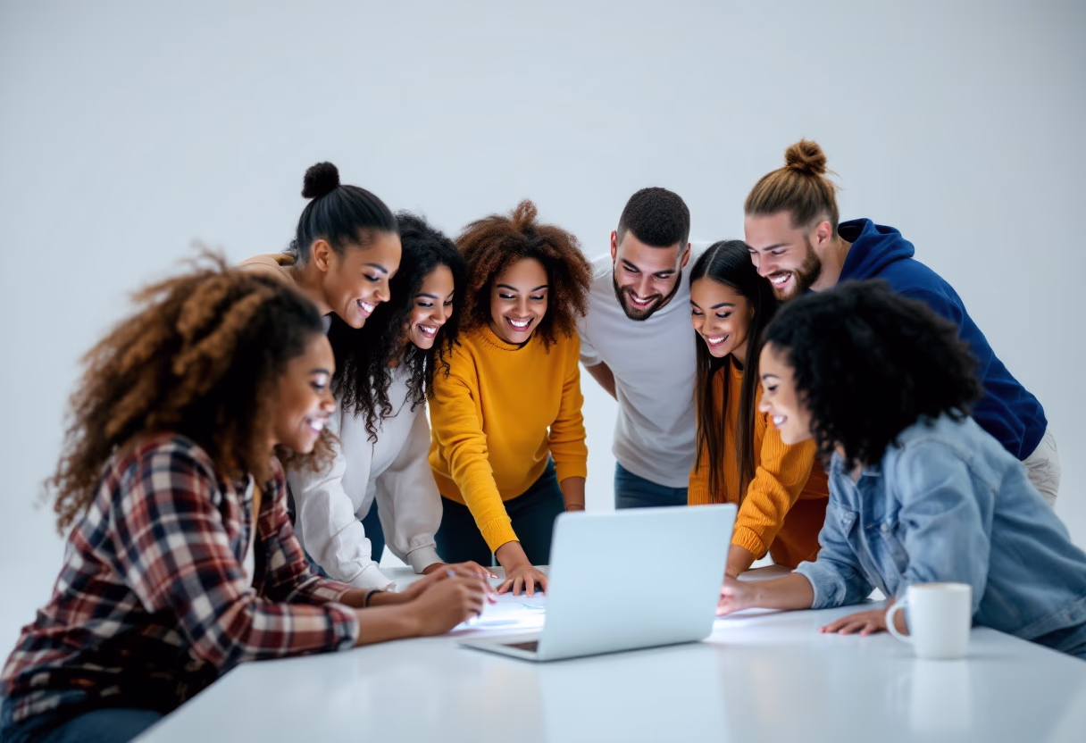 image of students collaborating on a digital project in a technology lab
