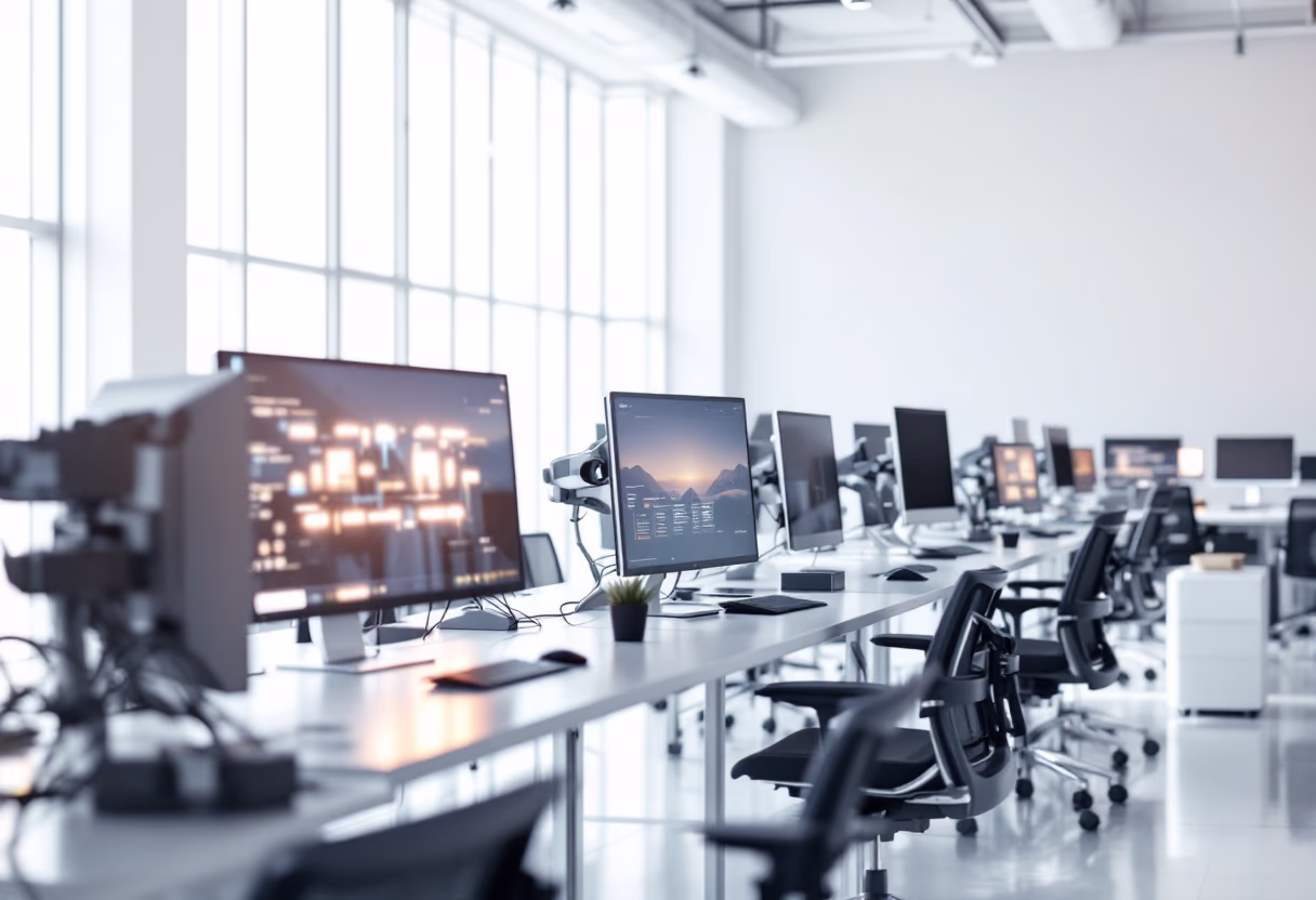 [background image] image of a busy tech company's office space (for a ai education tech company).