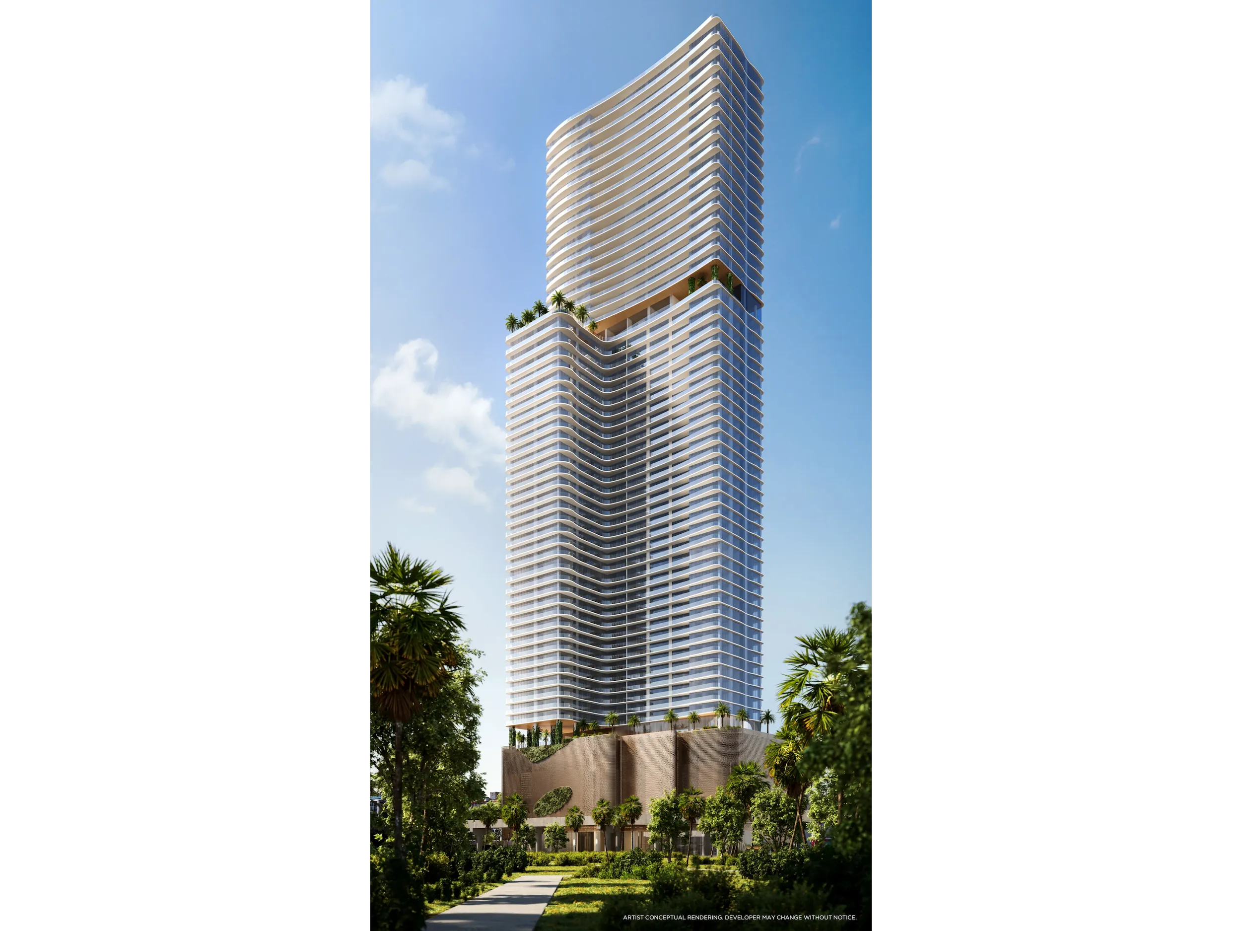 JEM Downtown – modern tower design from street perspective
