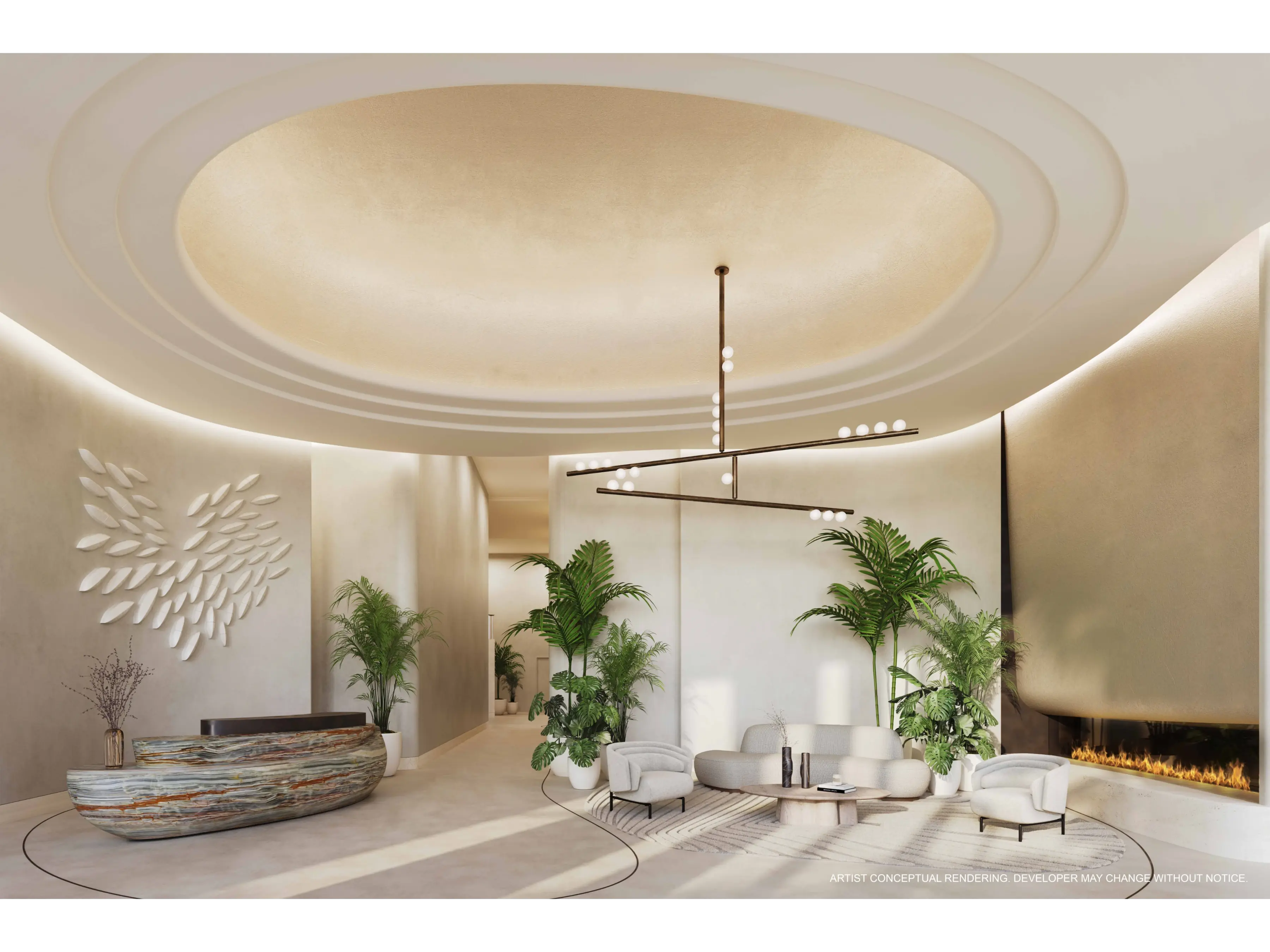 JEM Downtown – luxury lobby with sculptural lighting