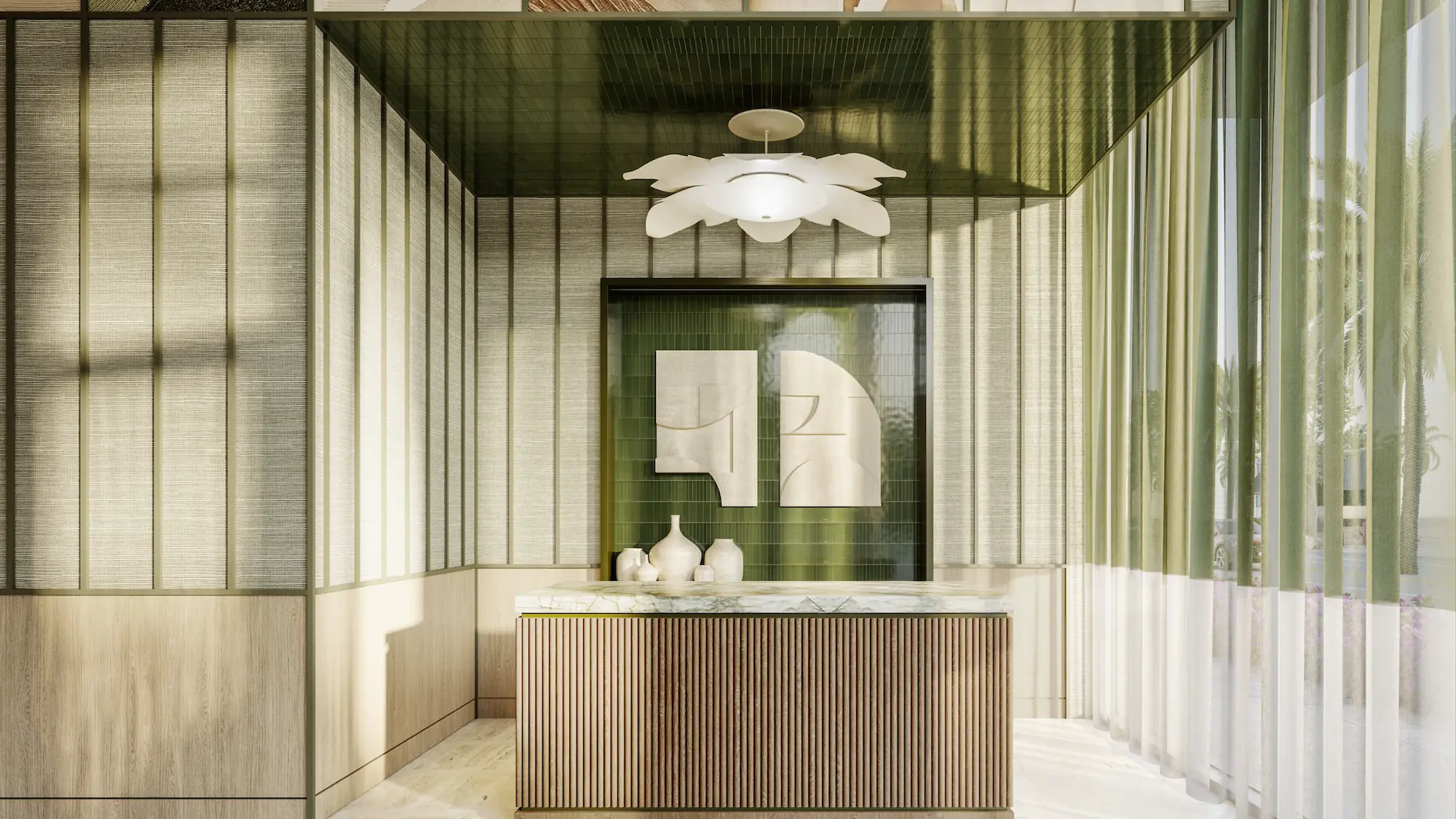 Spa-inspired treatment room with calming neutral tones and soft lighting at Palma Miami Beach.
