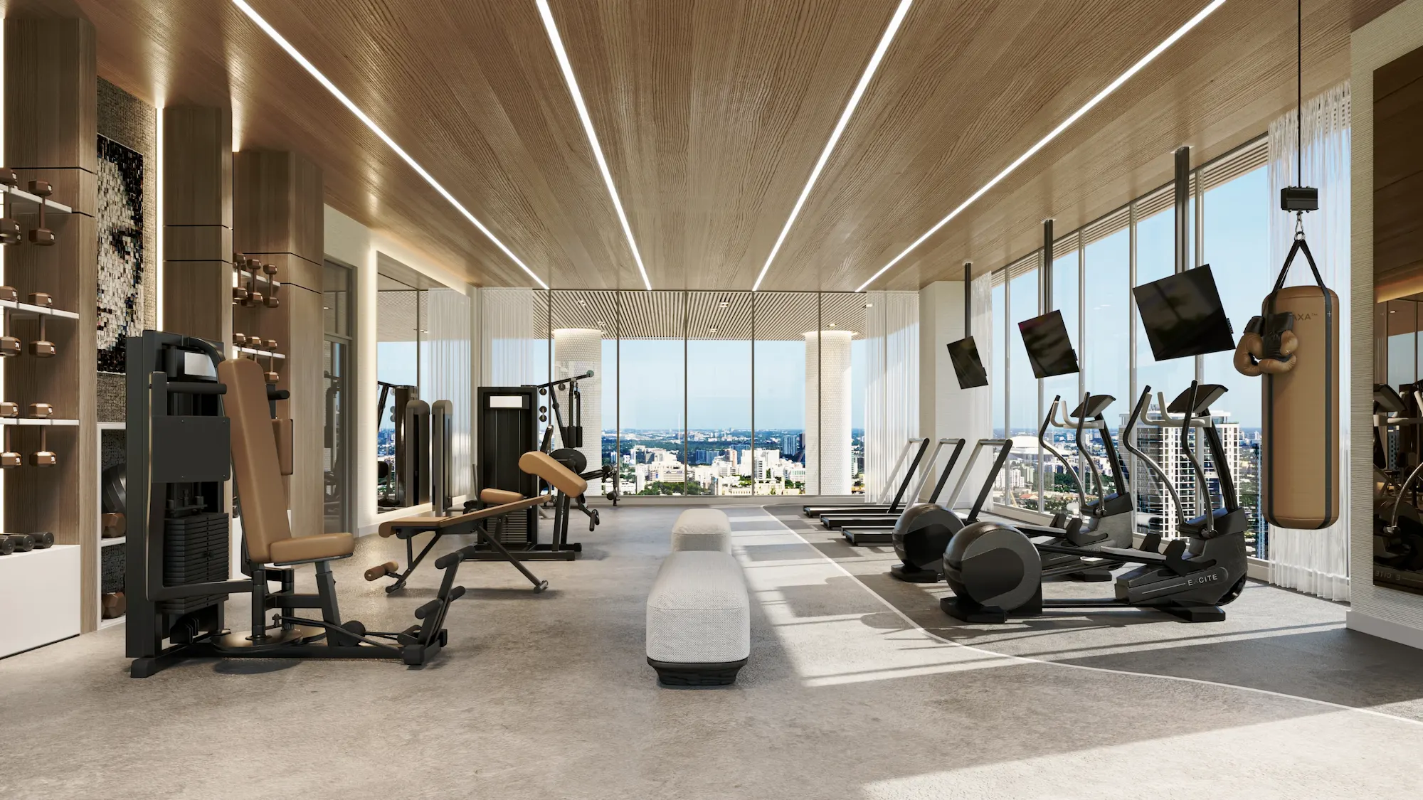 State-of-the-art fitness center at Edge House Miami with premium gym equipment.