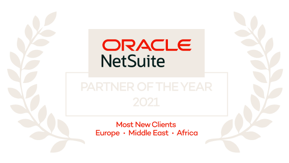 Oracle NetSuite Partner of the Year 2021 award for most new clients across Europe, Middle East and Africa