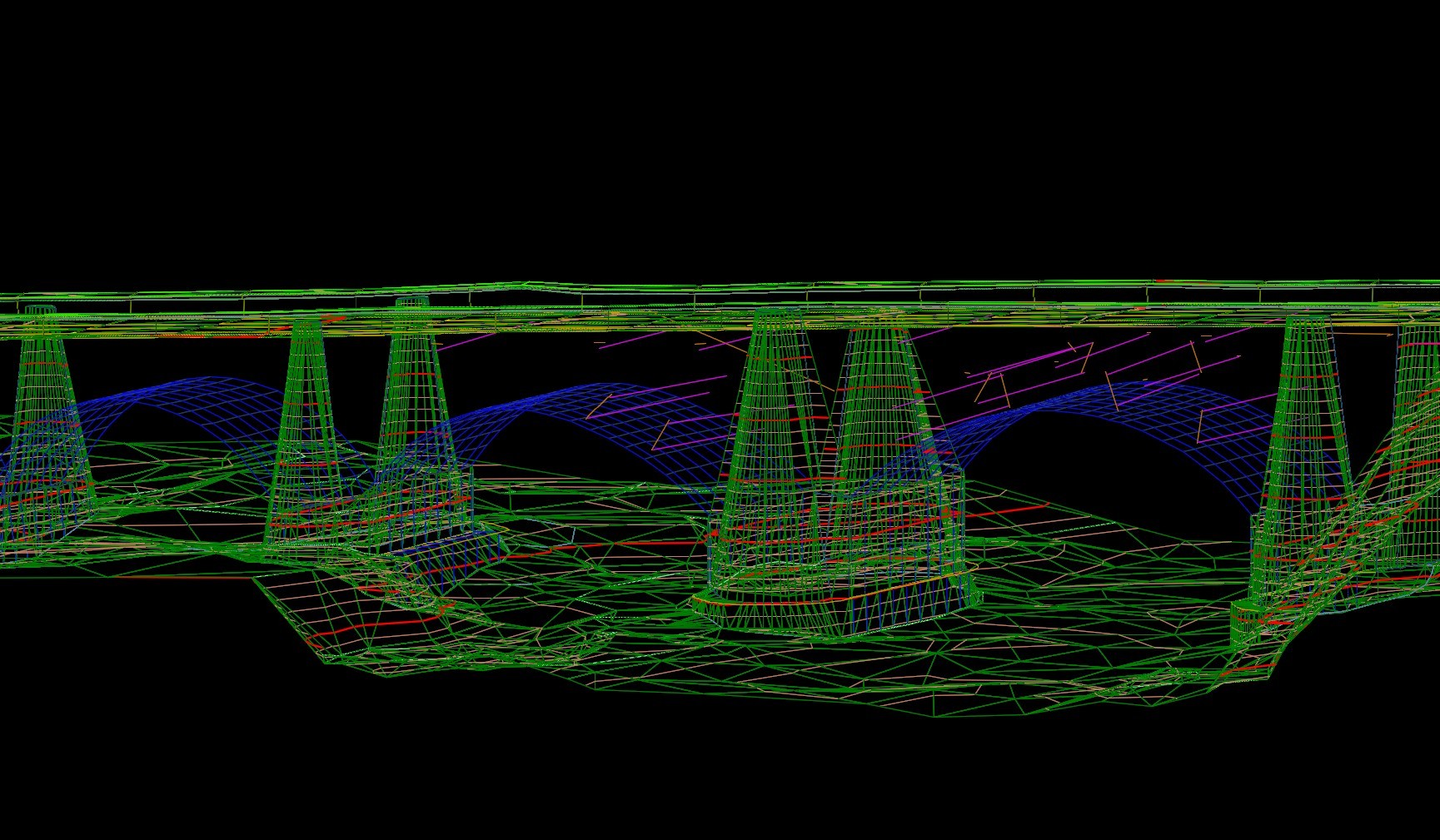 3d scan of bridge structure with a point cloud creating a detailed image