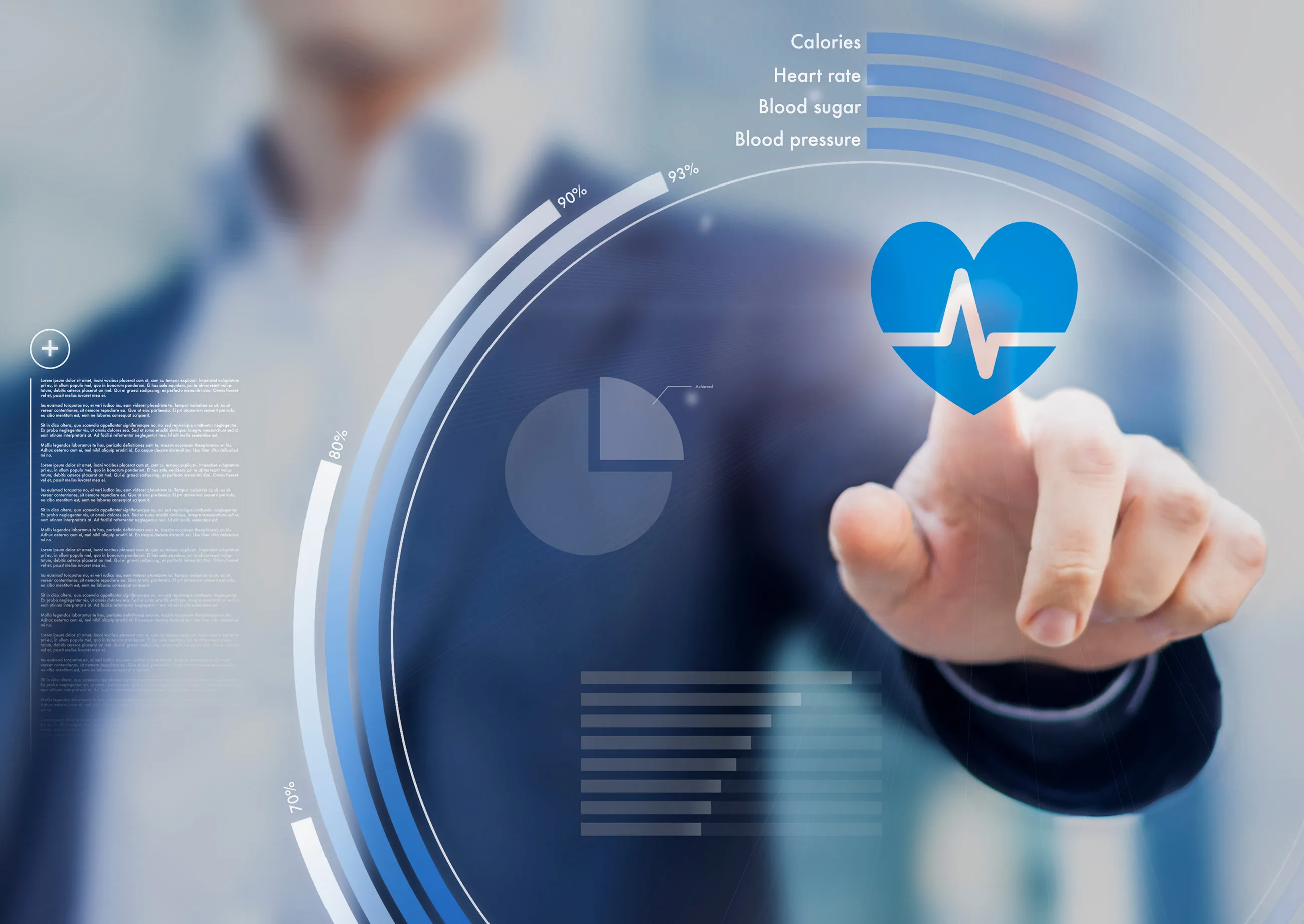 A person touching a screen with health diagnostics