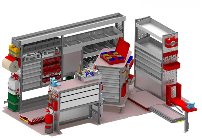fahrzeugeinrichtung regalsystem mockup