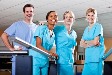 4 people with scrubs