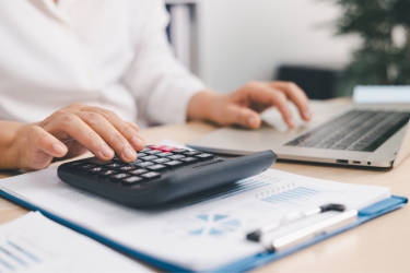 Person using the calculator