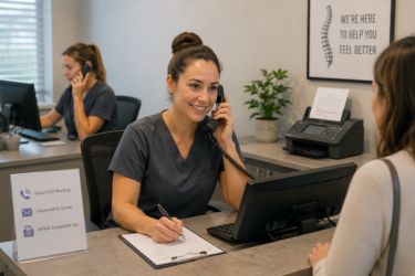 Office manager on the phone