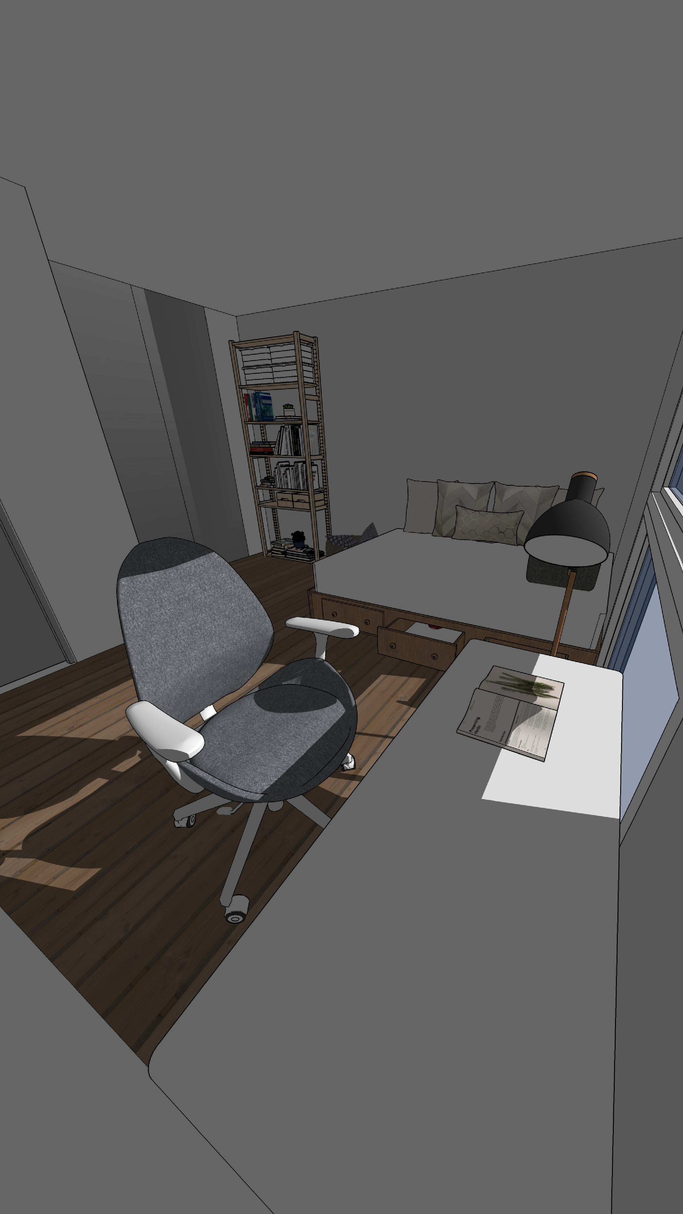 Interior of a small room with minimalist design