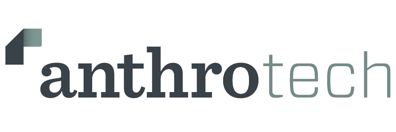 Anthrotech company logo with a stylized geometric mark on the left.