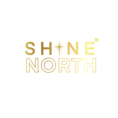 Shine North logo in gold lettering