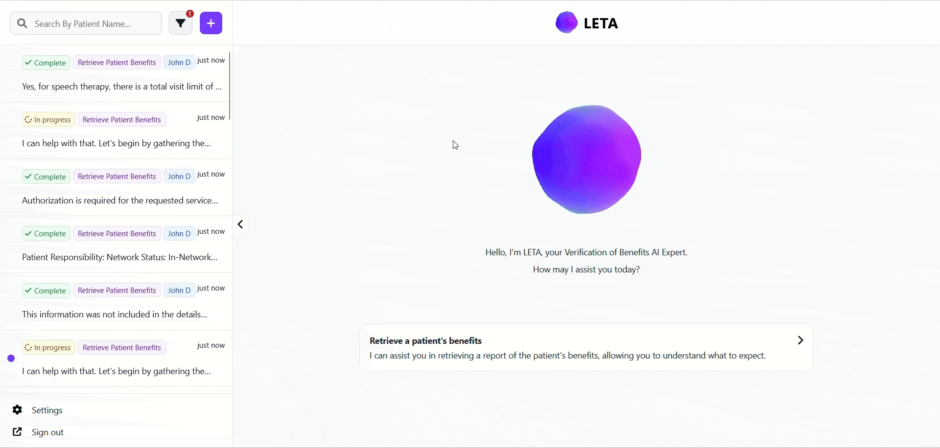 Introducing LETA, the first and only AI Verification of Benefits Expert!