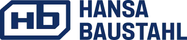Logo von HANSA BAUSTAHL mit stilisiertem HB-Symbol.