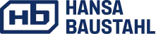 Logo von Hansa Baustahl mit stilisierten Buchstaben hb und Firmenname.